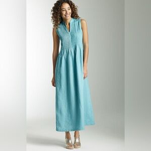 J. Jill | Dresses | J Jill 0 Linen Pintuck Sleeveless Teal Maxi Dress  Womens Size Medium | Poshmark